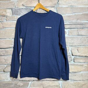 Patagonia Shirt Adult XS Navy Blue Long Sleeve Graphic Print Crewneck P-6 Logo